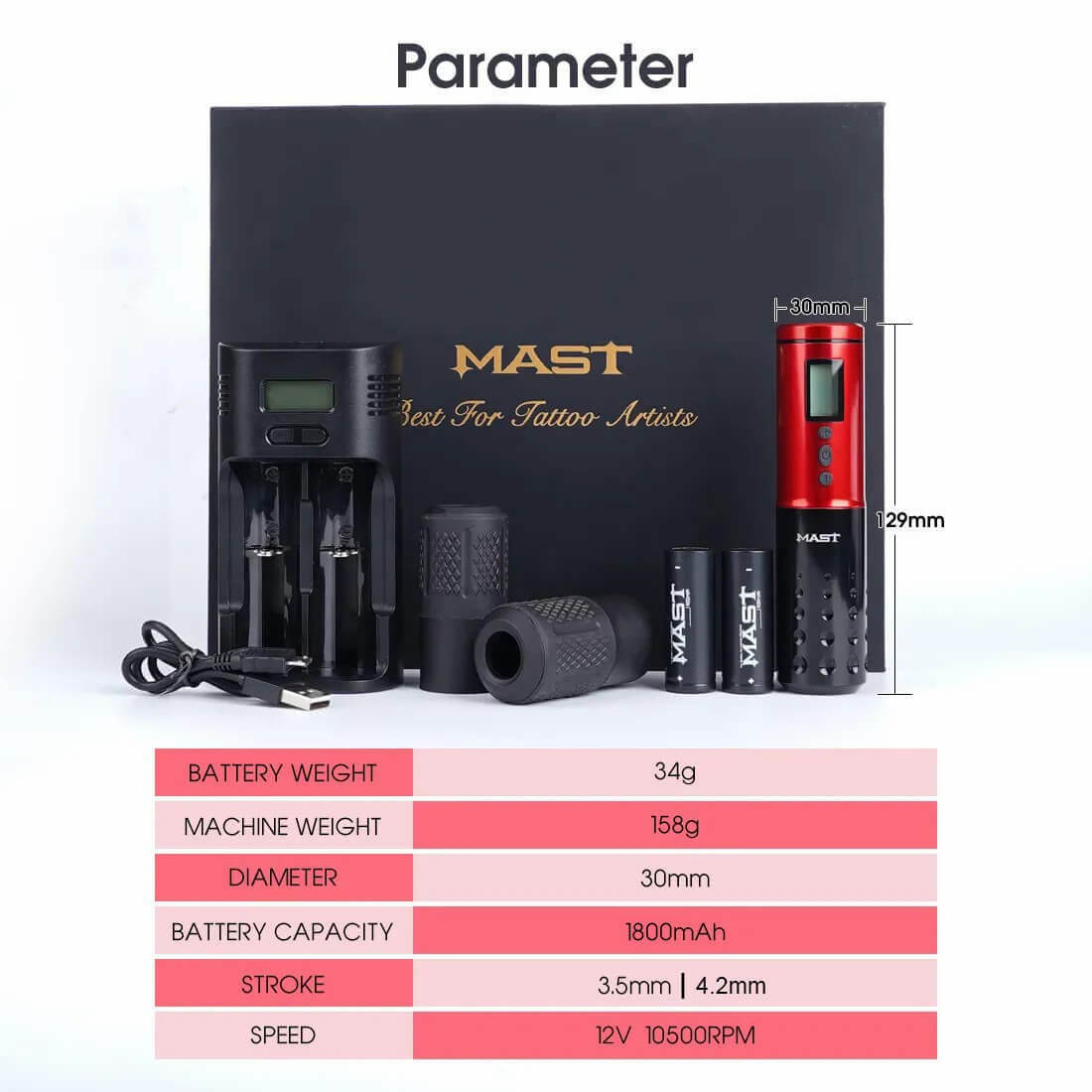 Dragonhawk Wireless Tattoo Machine Rotary Pen with 3.5MM/4.2MM Stroke Two Replaceable Batteries | Mast Lancer - Image 9
