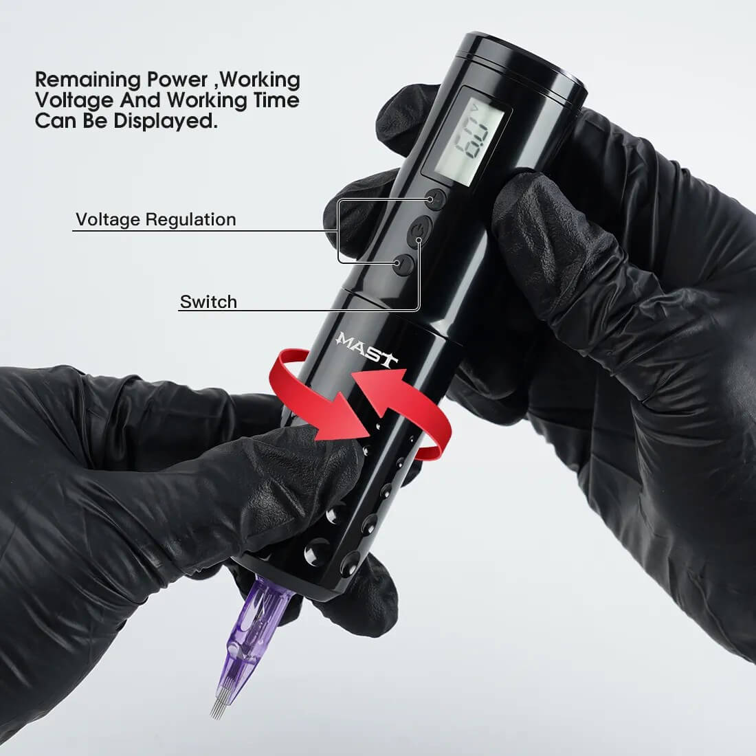 Dragonhawk Wireless Tattoo Machine Rotary Pen with 3.5MM/4.2MM Stroke Two Replaceable Batteries | Mast Lancer - Image 3