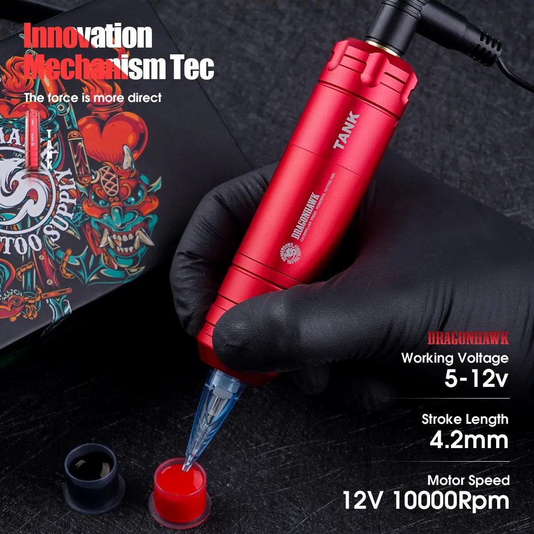 Stylo Rotatif de Machine à Tatouer Dragonhawk - Fréquence Lente du Réservoir – Image 4