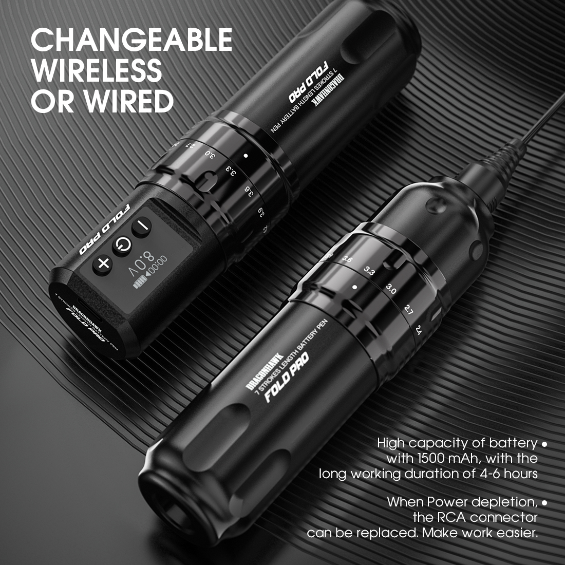 Dragonhawk Wireless Tattoo Pen Machine With 7 Stroke Lengths Fold Pro Dragonhawk Wireless Tattoo Pen Machine With 7 Stroke Lengths Fold Pro