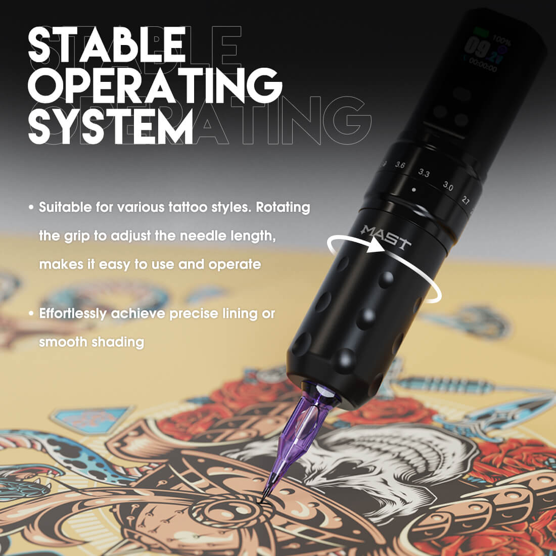 Dragonhawk kabellose Tattoo-Pen-Maschine 2,4-4,2 mm Hublänge | Mast Fold 2 Pro – Bild 8
