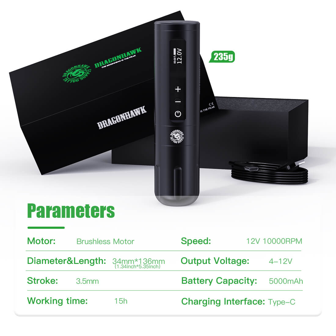 Kit per tatuaggi | Bundle avanzato wireless penna macchina Dragonhawk X10 - immagine 10