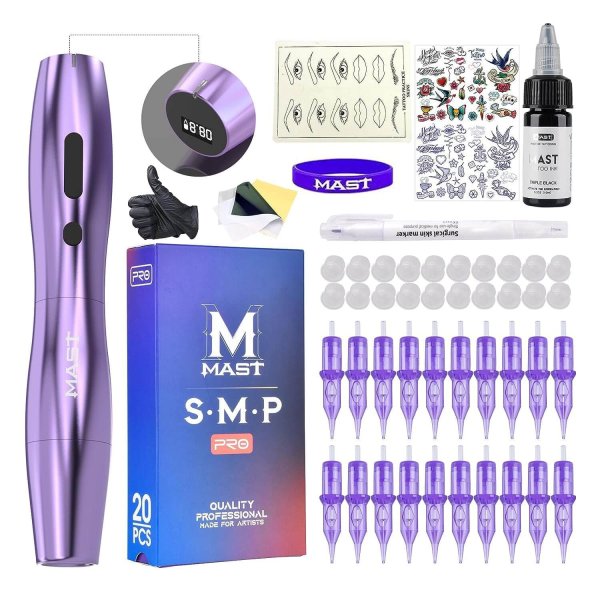Tattoo Kit | Mast P20 Wireless Tattoo Machine Professional Bundle with ink