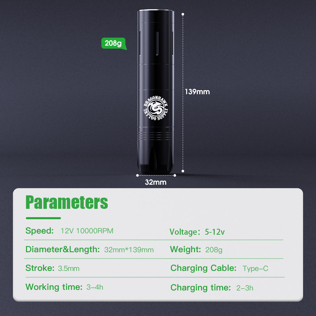 Kit de Tatuaje | Dragonhawk X3 Pro Paquete de Inicio para Máquina de Tatuaje Inalámbrica - Imagen 8