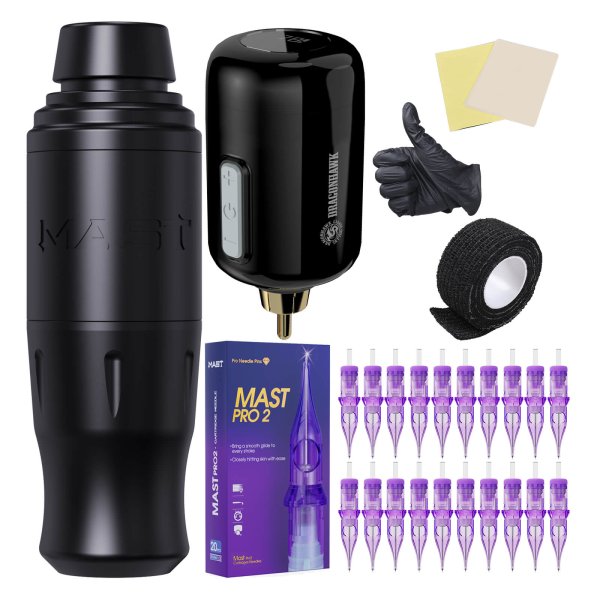 Tattoo Kit | Dragonhawk Wireless Tattoo Machine 3.5MM Stroke Advanced Bundle