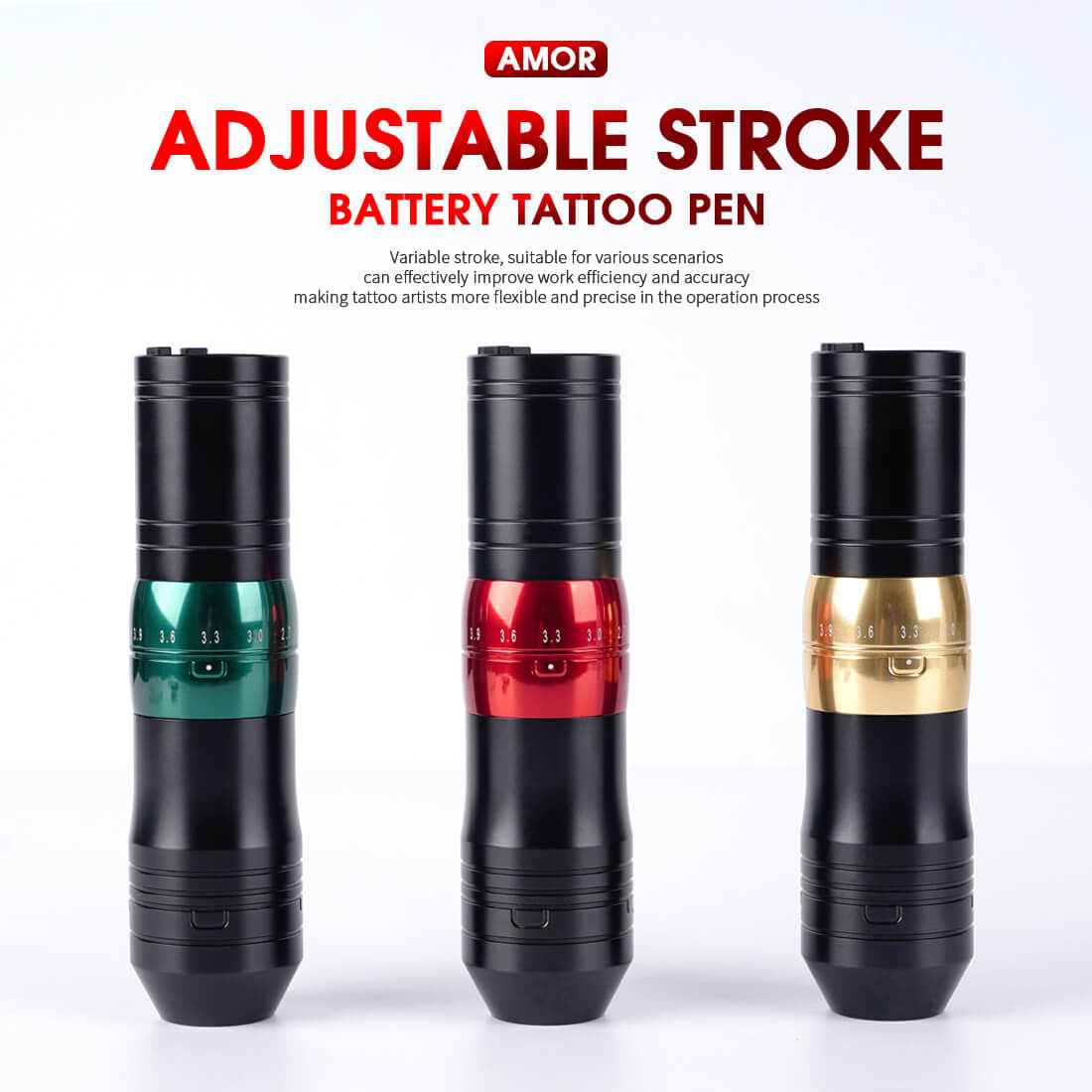 Dragonhawk Wireless Tattoo Machine Pen with Adjustable 2.4-4.2mm Strokes | Amor - Image 7
