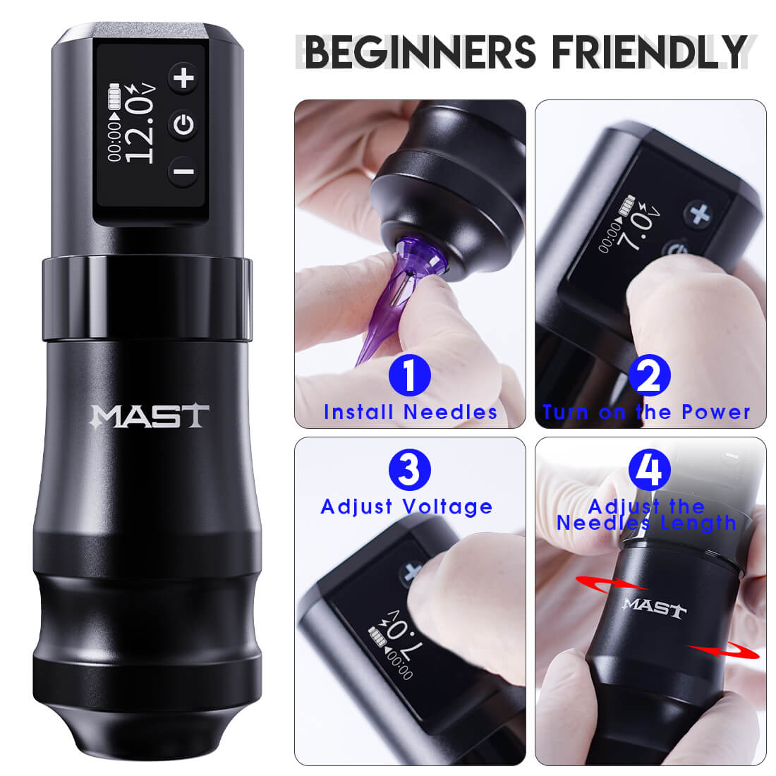 Máquina de Tatuaje con Bolígrafo Inalámbrico Dragonhawk con Carrera de 3,6 mm Carga Rápida | Mast Mini - Imagen 6