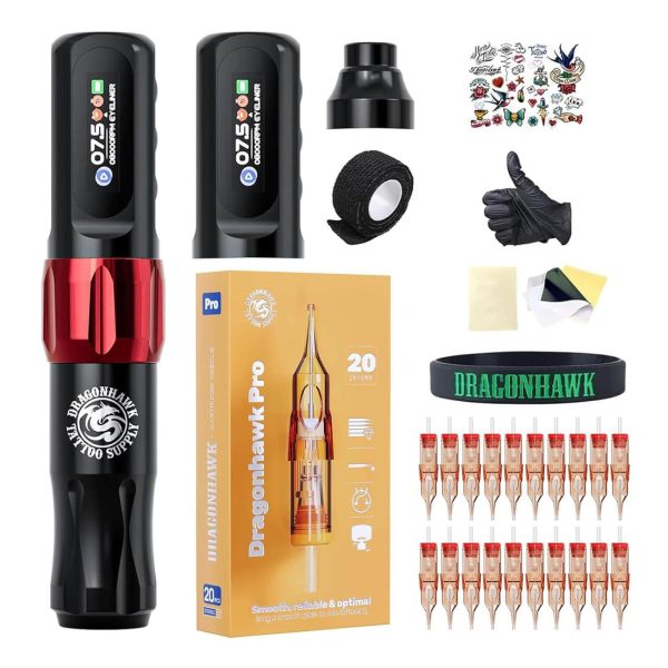 Tattoo Kit | Dragonhawk Atom 2 Wireless Tattoo Machine Starter Bundle