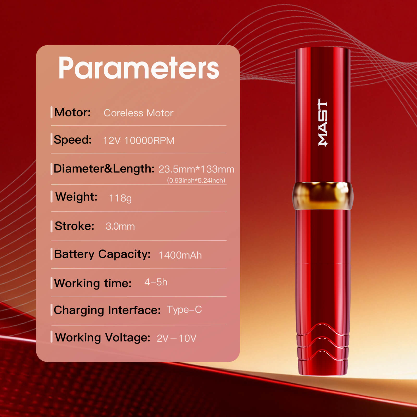Tattoo-Set | Dragonhawk Mast P10 Pro Tattoo-Maschine Pen mit 3,0 mm Hub – Starter-Bundle – Bild 9