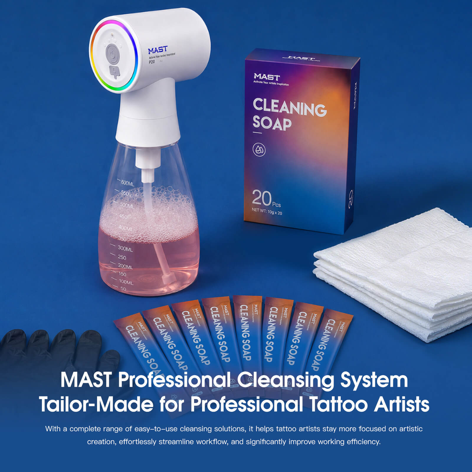 MAST Jabón Limpiador para Tatuajes 10 g – Limpieza Profunda y Cuidado Calmante para la Piel – Caja de 20 Unidades - Imagen 9