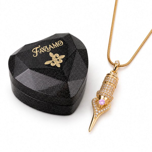 Faviamo 24K Gold-Plated Zircon Tattoo Art Pendant Necklace