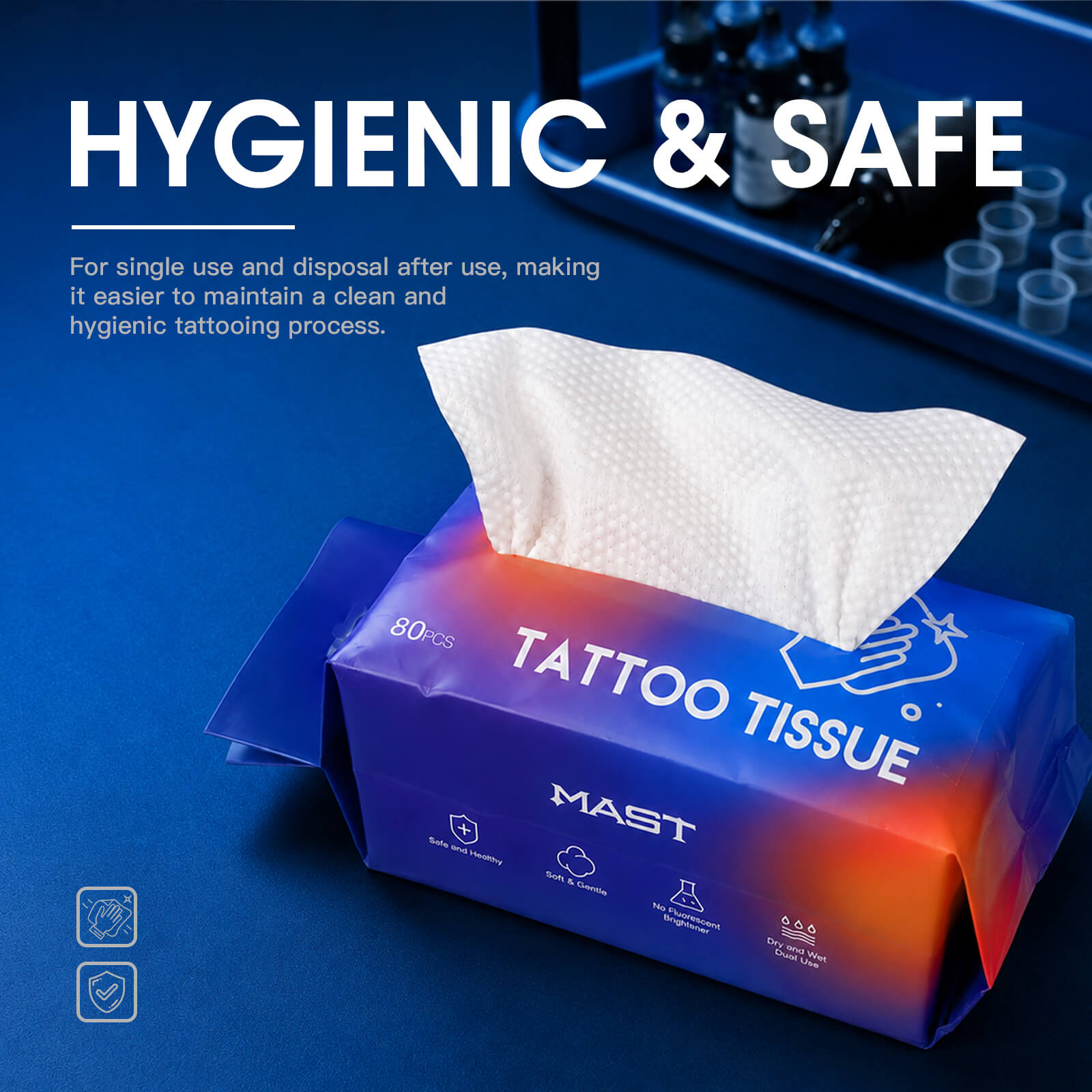 MAST Disposable Tattoo Cleaning Wipes | Lint-Free Non-Woven Wipes for Dry & Wet Use - Image 9